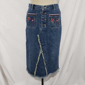 Spiegel Life Denim skirt Beaded embroidered skirt